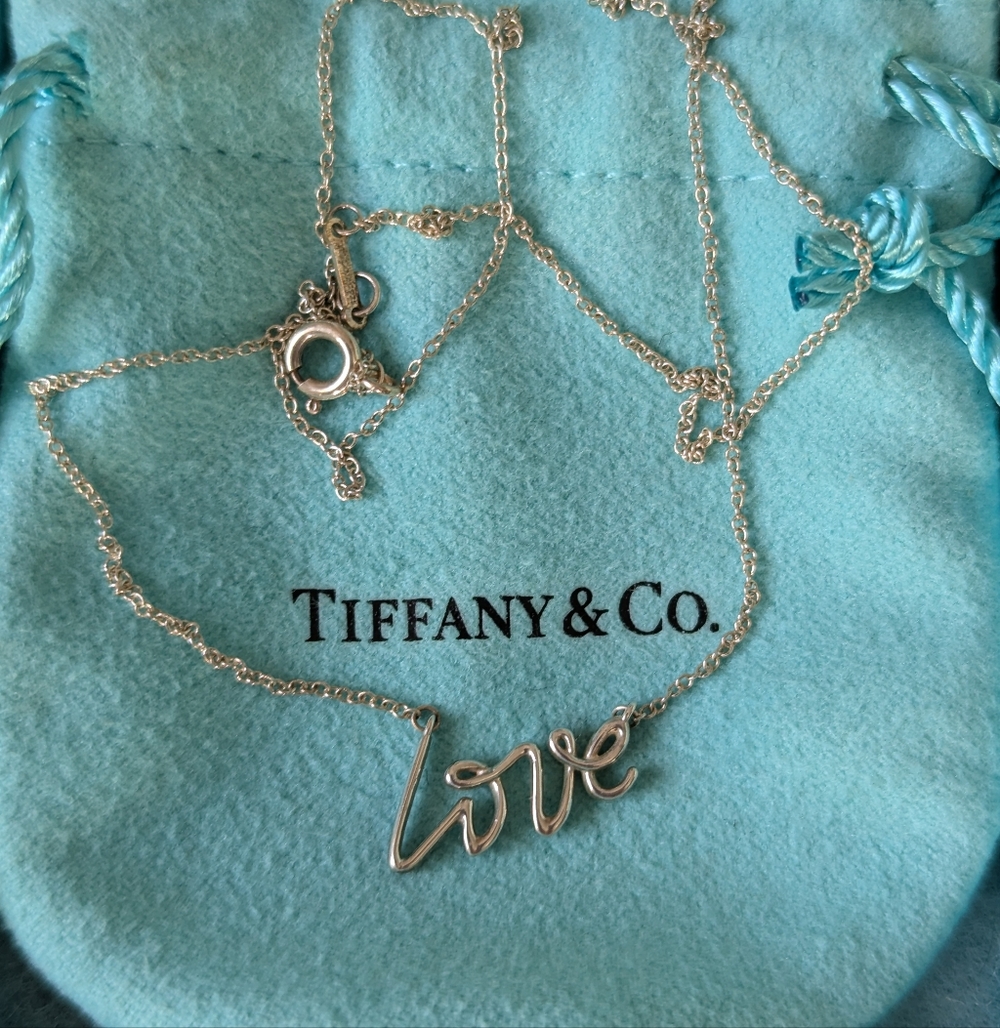 Tiffany & Co silver Paloma Picasso "love" graffiti necklace